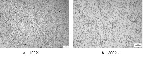 ML16CrSiNi長托板螺母未熱處理的金相組織，可見變形痕跡