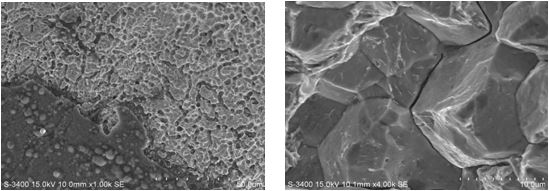 圖12-5 裂紋源外側(cè)螺紋面微觀(guān)形貌 圖12-6 斷面心部微觀(guān)形貌