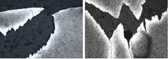 圖14-21 裂紋螺栓頭部裂紋開口處100X圖14-22 裂紋螺栓頭部裂紋 100&times;